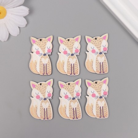 Decor for creativity tree "Fox with a heart" set of 6 pcs 4x2.2x0.3 cm-2