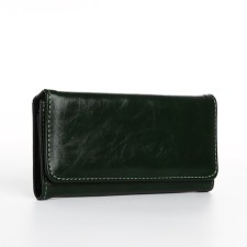 Women's wallet on the button, the color is dark green