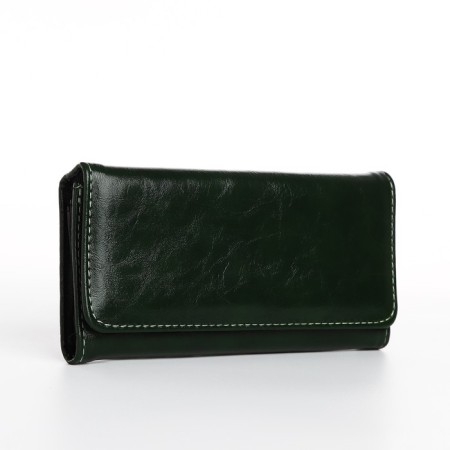 Women's wallet on the button, the color is dark green