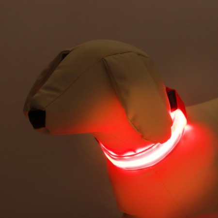 Collar with backlight double strip size S, Osh 35-43 x 2.5 cm, 3 glow modes Red 9772224-1