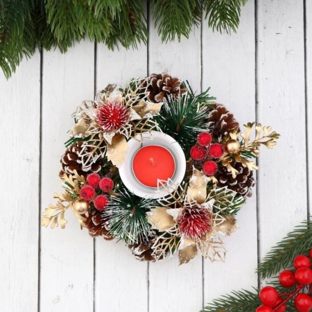 Candle with a candle "Grand" with winter colors, 16 cm-1
