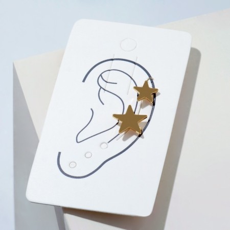 Earring "Kaff" Two stars, loop, color gold-2