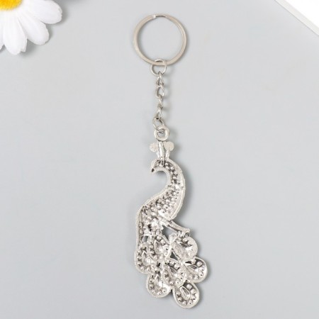 Metal keychain "Peacock" silver/gold 7.2x3 cm-2