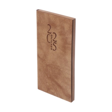 The weekly dated 2025, 80x165 mm, 64 sheets of Escalada, soft leather cover, pancake embossing, block 70 g/m², beige