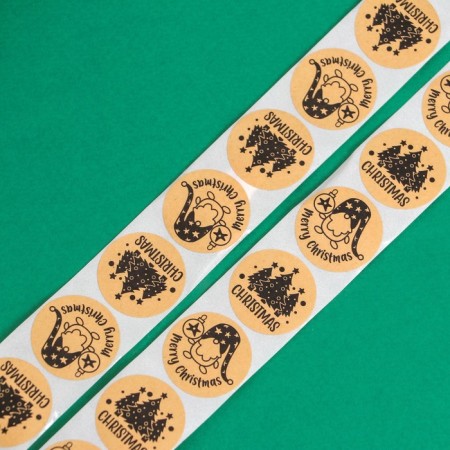 Stickers in the roll "Christmas", 500 pcs, 2.5 x 2.5 cm-2