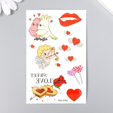 Tattoo on the body color "Romance for two" 12x7.5 cm