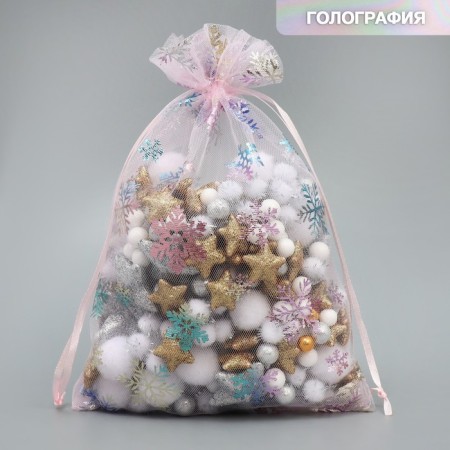 Bag gift organza "Snowflake", holography, organza, 16 x 24 cm +/- 1.5 cm, New Year-1
