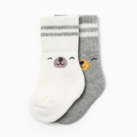 Set of terry socks crumb I am Basic Line, 2 pairs, 0-6 months, milk/gray-1