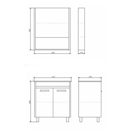 Mirror Comfort Comforty Mario 60 for the bathroom, color smoky oak color-2
