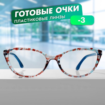 Ready glasses GA0045 (color: C1 brown print; diopter: -3; tint: no)-3