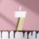 Candle in the Manhattan cake, number "7", white with gold, 5 cm