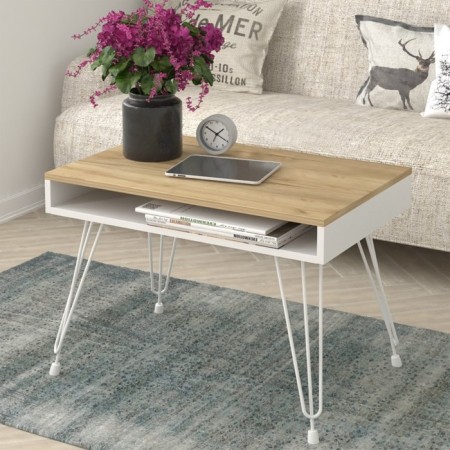 Coffee table Liverpool 75x40x53 cm, oak craf gold, white