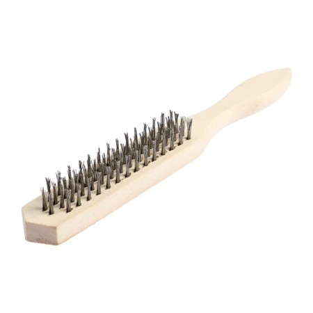 Metallic manual scrap brush, wooden handle, 4-row-7