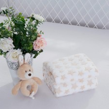 Baby plaid with a toy, size 90x120 cm, beige color
