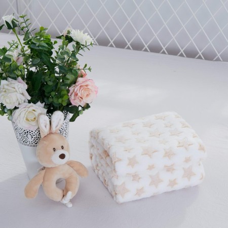 Baby plaid with a toy, size 90x120 cm, beige color