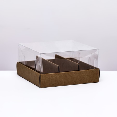 Confectionery box folding under 3 eclairs, craft, 13.5x13.5x7cm
