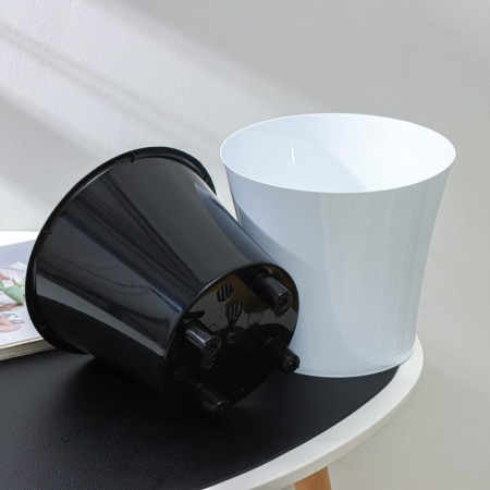 Kashpo for flowers with an insert "Arte", 3.5 l, white-black color-3