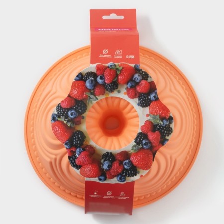 The form for baking the share "German cupcake. Celebration ", silicone, d = 25 cm, color mix-4