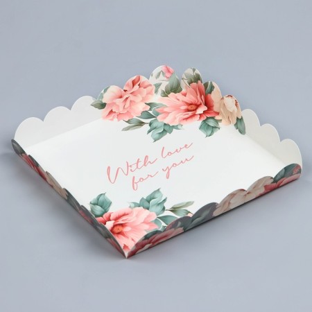 Cookie box, confectionery packaging with PVC lid, with love for you, 21 x 21 x 3 cm-3