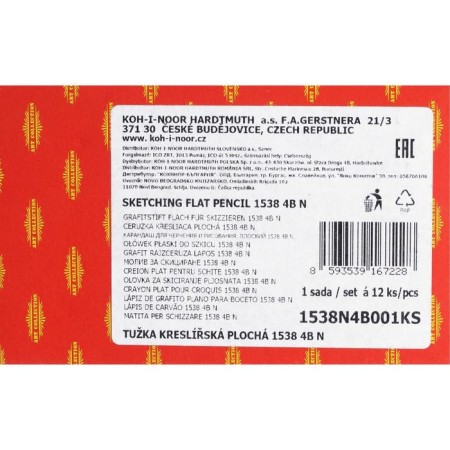 Pencil Art Black-Black-Score Koh-I-Noor 1538 Sketch, flat, hardness 4b-3