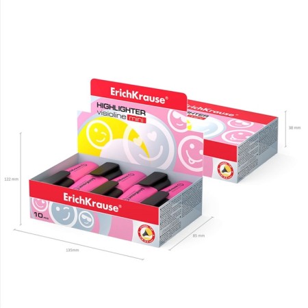 Erichkrause Visioline Mini, 0.6-5.2 mm, water-based fluorescent inlets, pink, pink-3