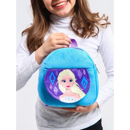 Blue backpack, with a zipper, with a pocket, 19 x 22 cm "Elsa", a cold heart-6