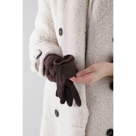 Female gloves, size 8.5, without insulation, brown color-2