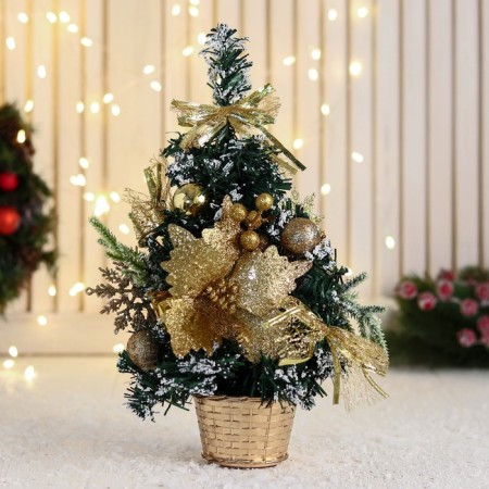 Christmas tree decor "festive" flower balls, 15x29 cm, gold
