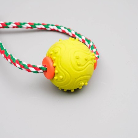 Cable toy with chewing elements "Ball with 1 handle", up to 36 cm, multi -colored-2