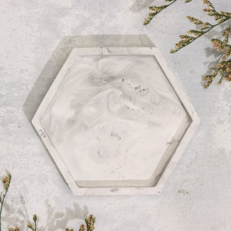 Sumper "Hexagonnik. Marble" from gypsum, 9.7x1.3x1cm, marble with black stripes-2