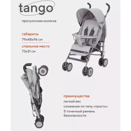 Stroller walking children's Rant Basic "Tango" RA351, folds on a cane, color Silver Grey