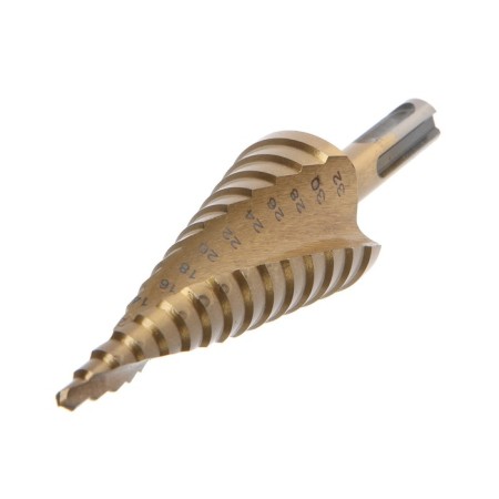 Drill step tundra pros, tin, spiral profile, SDS-Plus, 4-32 mm