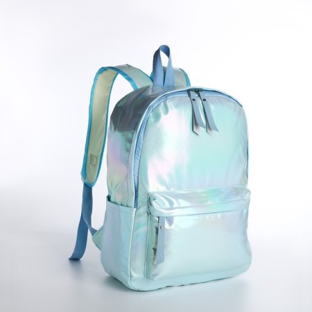 Youth backpack on lightning from textiles, blue color