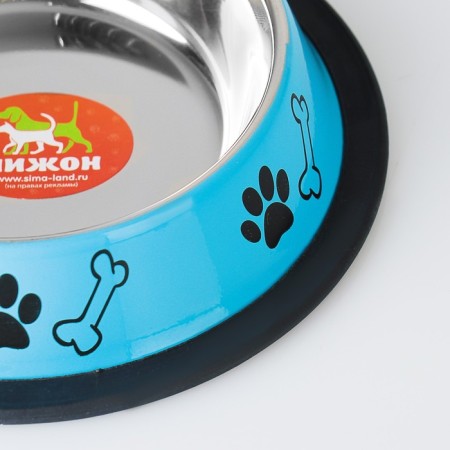 A bowl with a non -slip base color with a print, 235 ml, blue-3