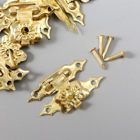 Castle metal for casket gold + nails. set 10 pcs 1.9x3 cm