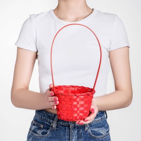 Wicker basket, 13x9x30 cm, red