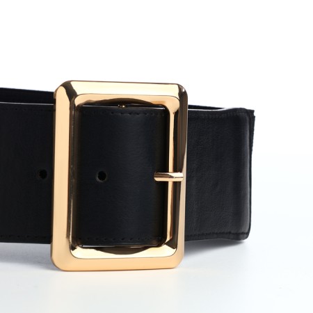 Women's belt, width 5.7 cm, buckle gold, black color-4