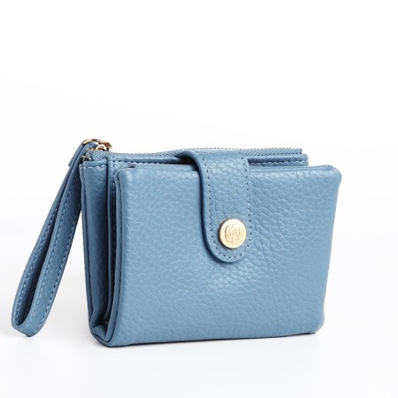 Women's wallet on the button, blue color