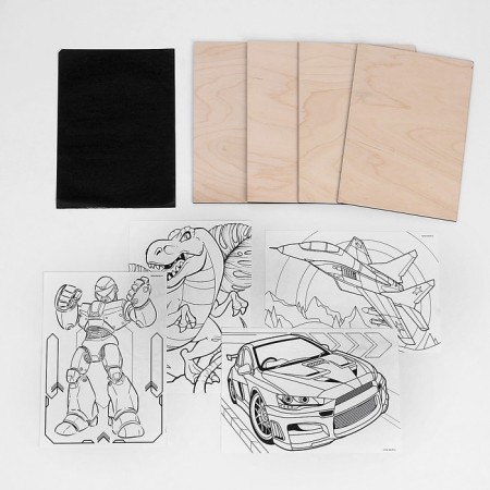 Boards for burning "drawings for boys", with stencils-2