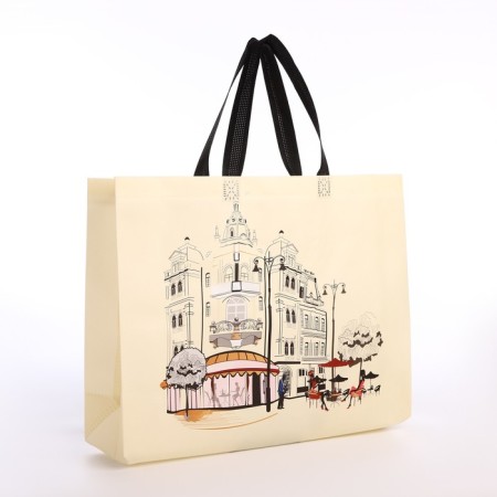 Bag without fastening, beige color