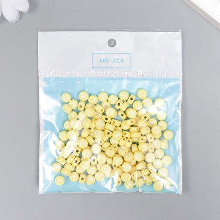 Beads for creativity plastic "English letters" yellow set 20 grams 0.4x0.7x0.7 cm-3