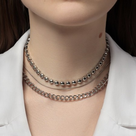 Neck set 3 pcs. "Trend" minimalism, color silver, 41 cm-2