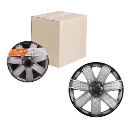 Wheel caps Airline "Gelax+", 15 ", carbon, silver-black color, 2 pcs