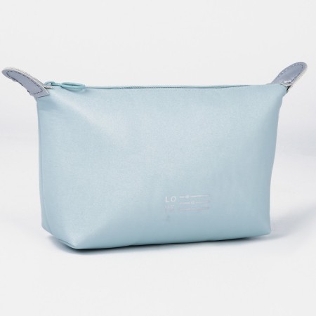 Cosmetic bag with a zipper, with a lining, blue color