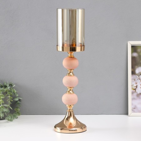 Summary metal, glass, plastic per 1 candle "Celia" d = 9.5 cm pink with gold 12x12x40.5 cm 101-1