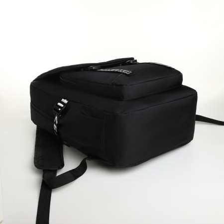 A backpack with a zipper, 2 external pockets, black color-2