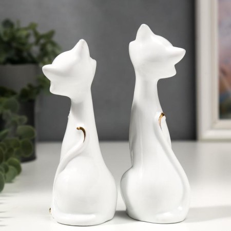 Souvenir "White cats with a chain" (set 2 pcs) 15 cm 14 cm-4