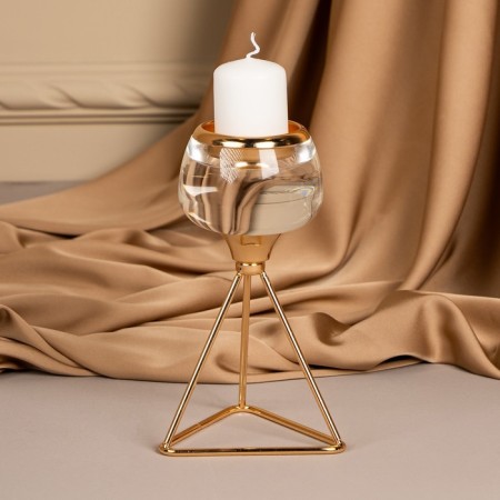 Summary metal, glass per 1 candle “Exclamation” Color Gold 9.5 x 9.5 x 17 cm-11