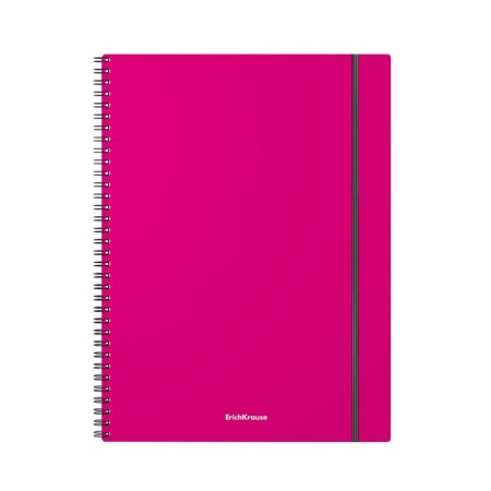 A4 notebook, 80 sheets in a cage on the crest Erichkrause Neon, plastic tellabox, offset block, whiteness 100%, mix-4