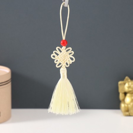 Suspension textiles, plastic "Knot of happiness and infinity" White-yellow 8.5 cm